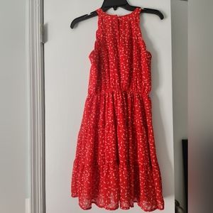Halter neck red dress